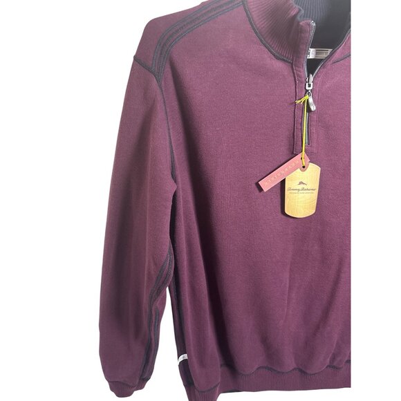 Tommy Bahama Flip Side Pro Half Zip Reversible Sweater Burg Black Size L NWT - Picture 2 of 13